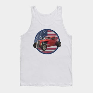 Vintage American Hot Rod Coupe Car Illustration Tank Top